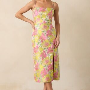 Nwt Floral Pink Midi Dress
